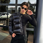 Men’s Glossy Hooded Quilted Puffer Jacket — view 6