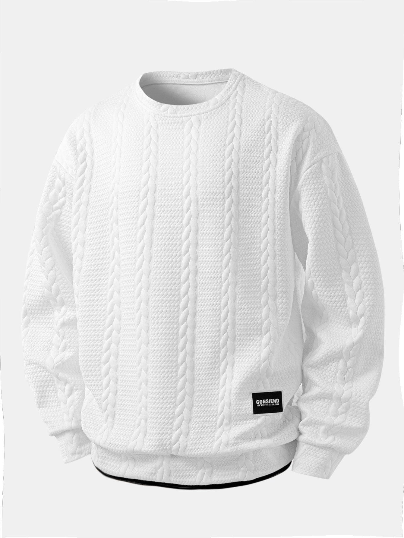 Men’s Cable-Textured Jacquard Sweatshirt — view 3