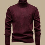 Men’s Slim-Fit Cable-Knit Turtleneck Sweater — view 1