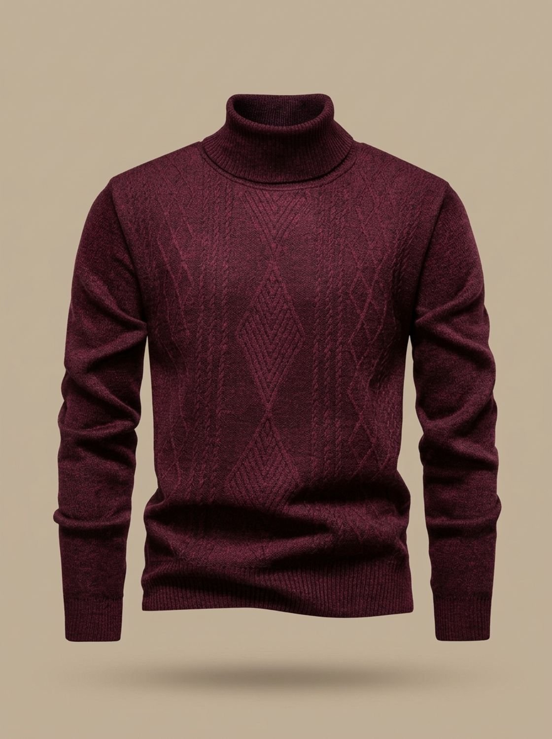 Men’s Slim-Fit Cable-Knit Turtleneck Sweater — view 1