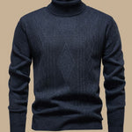 Men’s Slim-Fit Cable-Knit Turtleneck Sweater — view 2