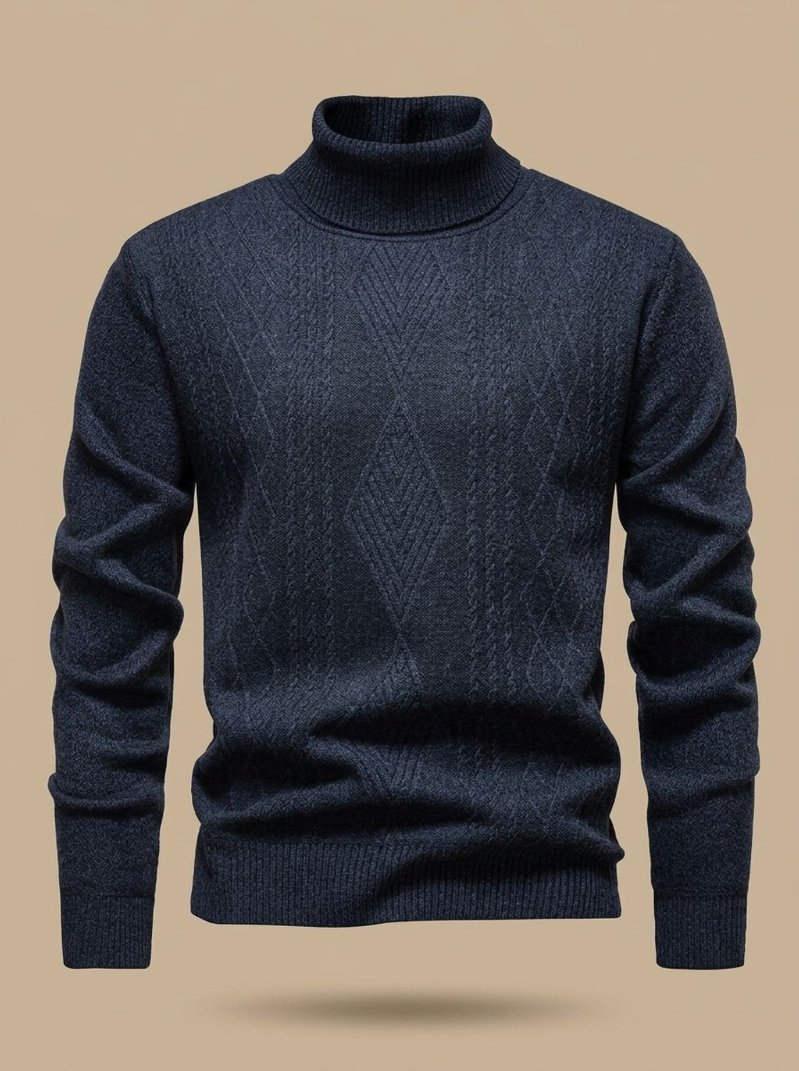 Men’s Slim-Fit Cable-Knit Turtleneck Sweater — view 2