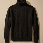 Men’s Slim-Fit Cable-Knit Turtleneck Sweater — view 4