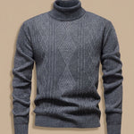 Men’s Slim-Fit Cable-Knit Turtleneck Sweater — view 5
