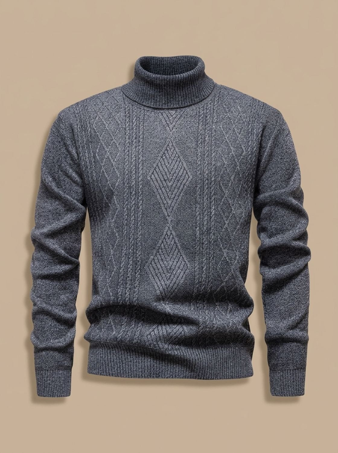 Men’s Slim-Fit Cable-Knit Turtleneck Sweater — view 5