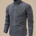 Men’s Slim-Fit Cable-Knit Turtleneck Sweater — view 7