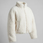 Women’s Short Teddy Fleece Jacket with Stand Collar — view 1