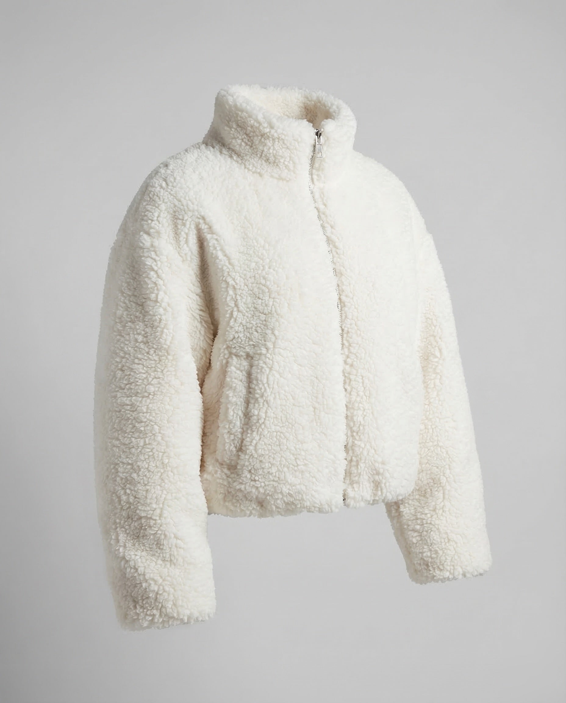 Women’s Short Teddy Fleece Jacket with Stand Collar — view 1