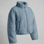 Women’s Short Teddy Fleece Jacket with Stand Collar — view 3