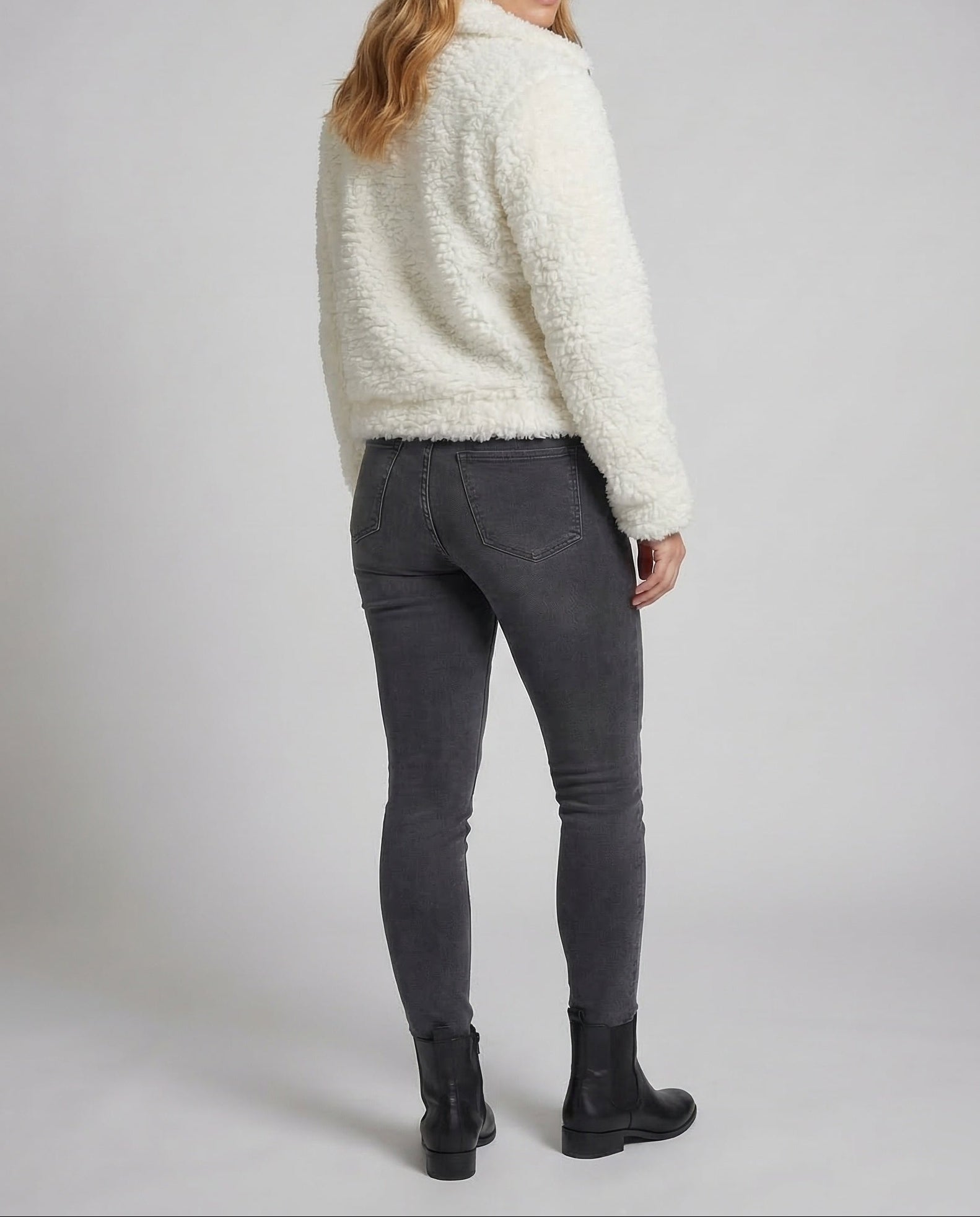 Women’s Short Teddy Fleece Jacket with Stand Collar — view 8