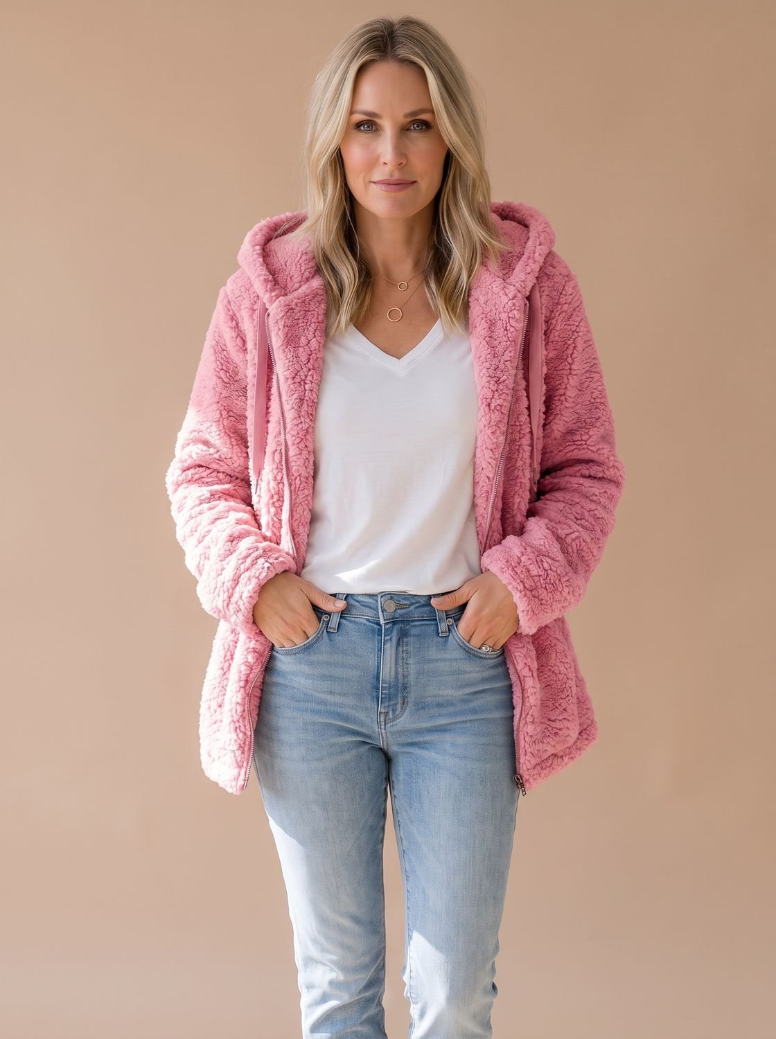 Women's Oversized Hooded Teddy Fleece Coat — view 1