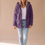 Women's Oversized Hooded Teddy Fleece Coat — view 2