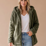Women's Oversized Hooded Teddy Fleece Coat — view 5