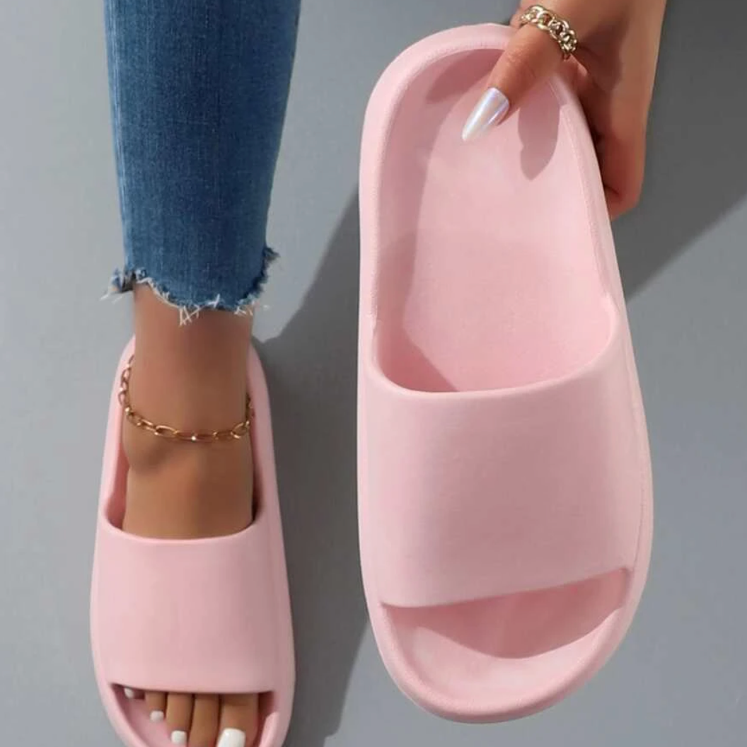 Women’s Open-Toe Slip-On Slippers with Wide Strap — view 1