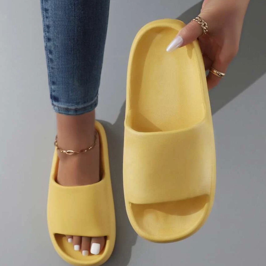 Women’s Open-Toe Slip-On Slippers with Wide Strap — view 2