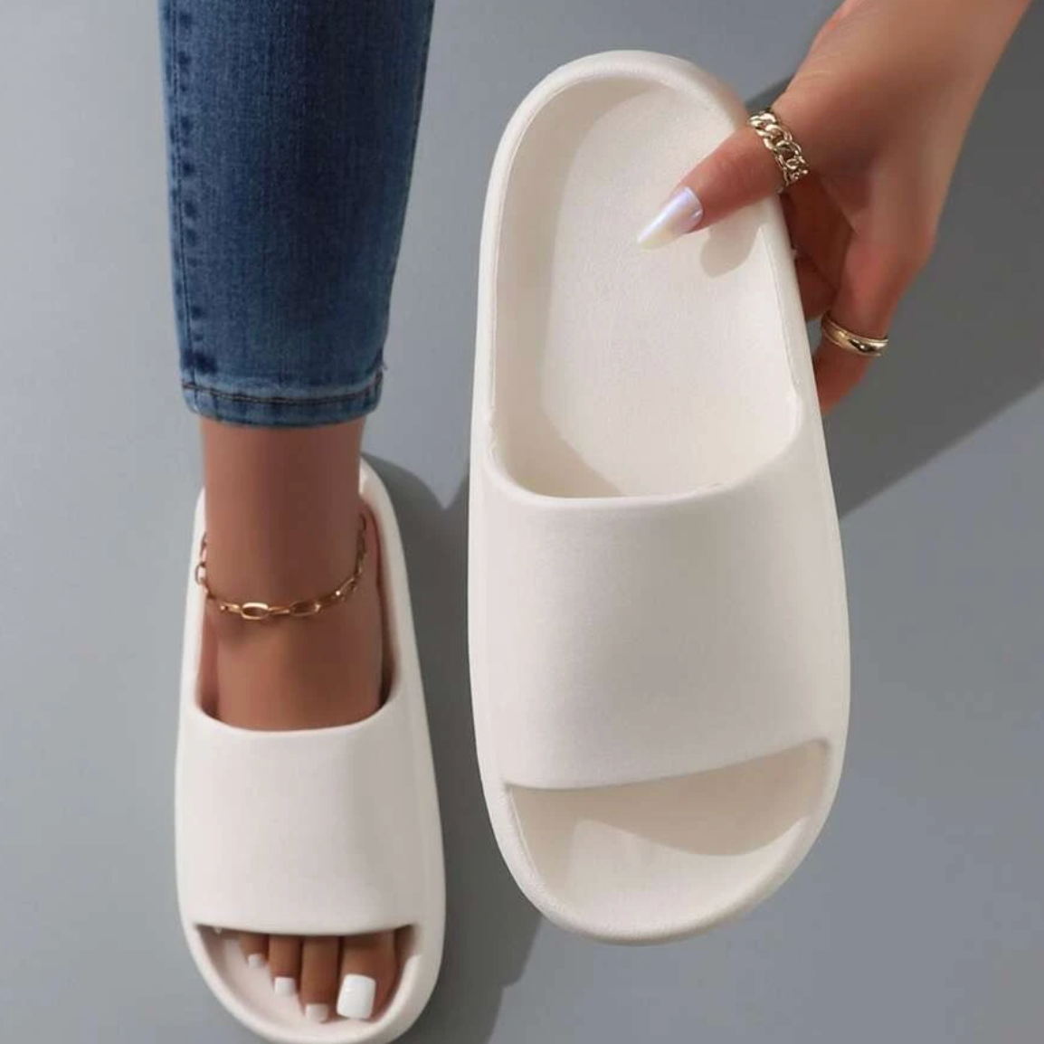 Women’s Open-Toe Slip-On Slippers with Wide Strap — view 3