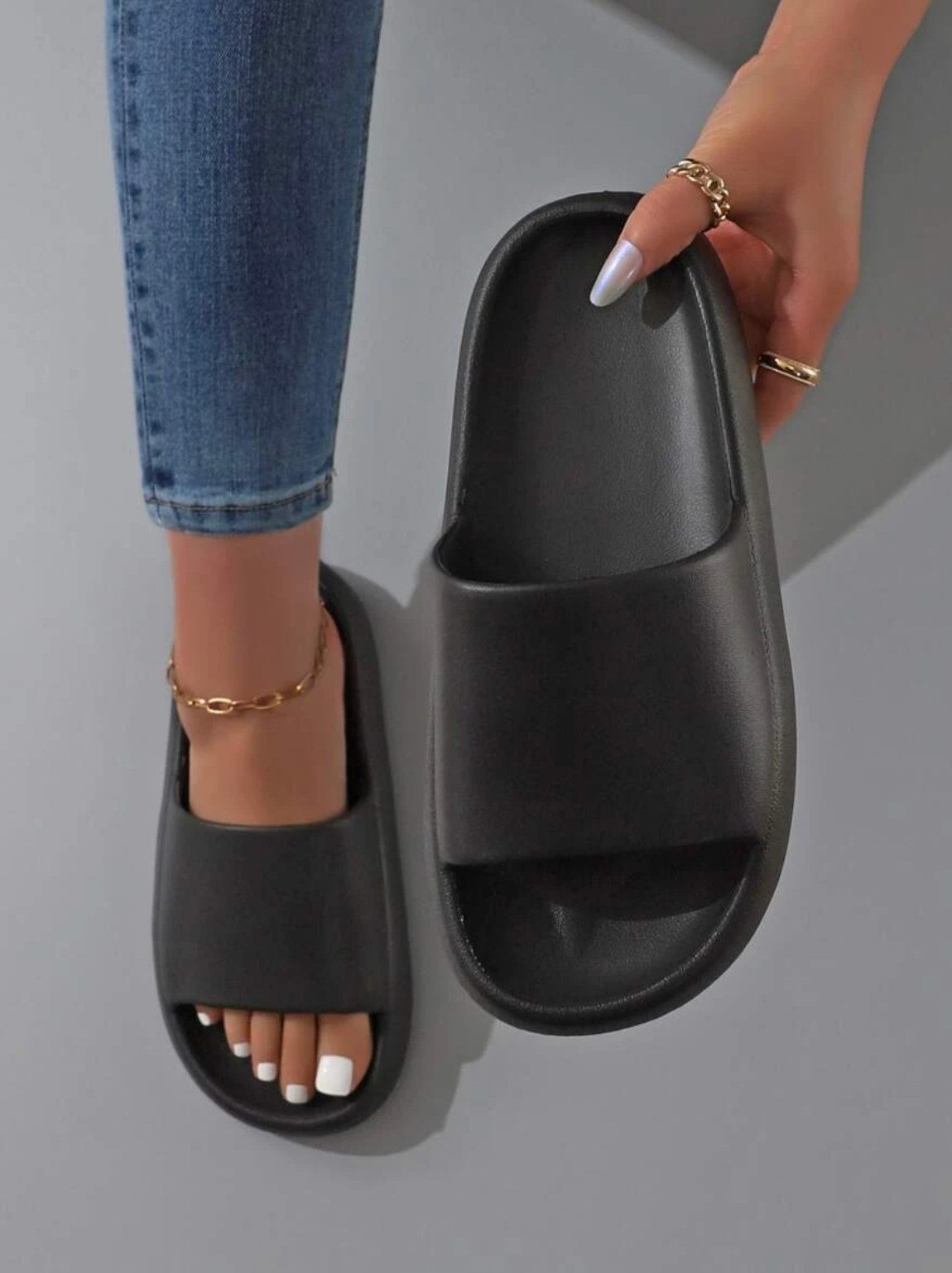 Women’s Open-Toe Slip-On Slippers with Wide Strap — view 4