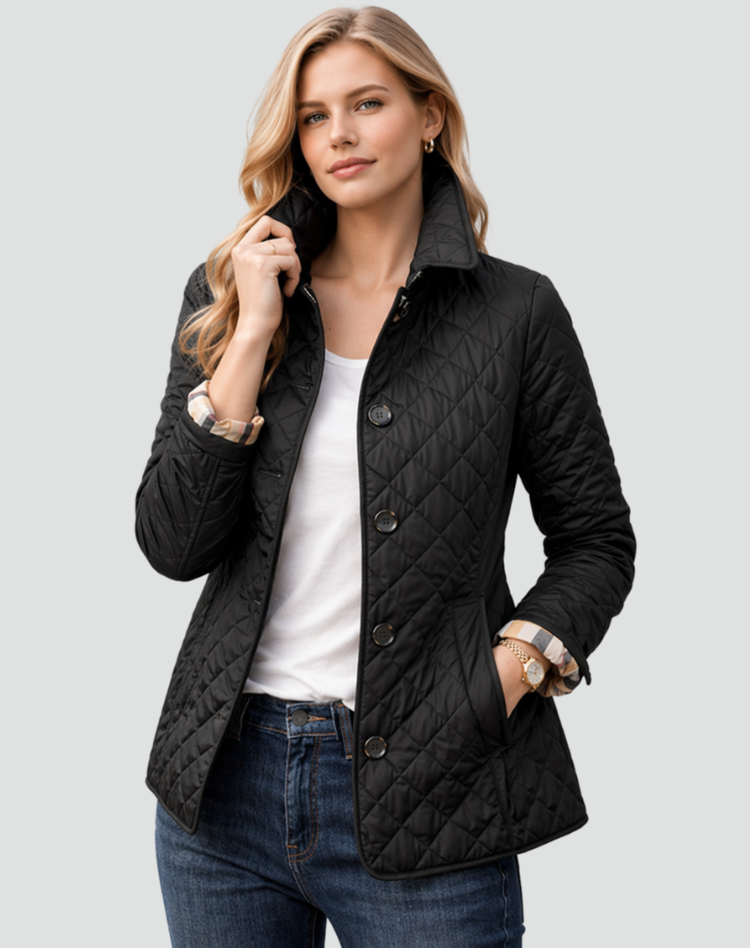 Women’s Quilted Button-Front Jacket with Collar — view 1