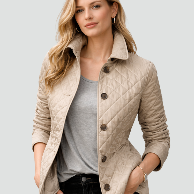 Women’s Quilted Button-Front Jacket with Collar — view 3