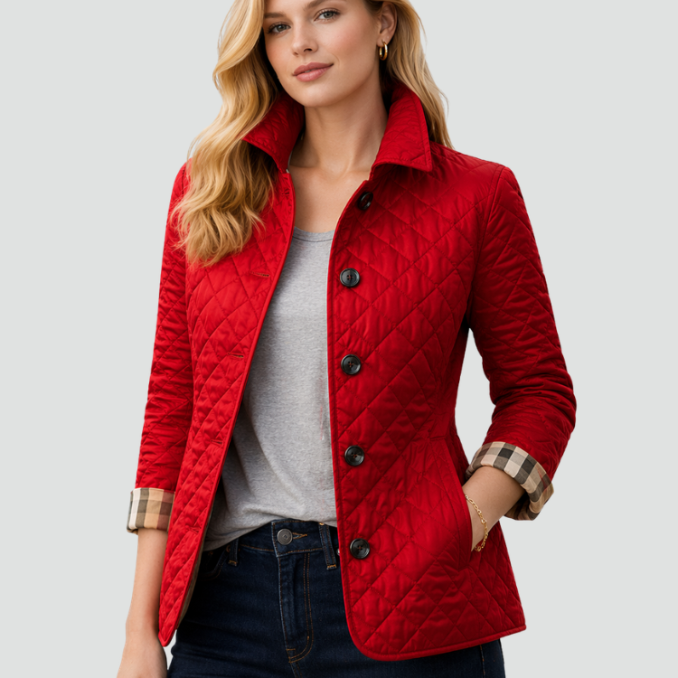 Women’s Quilted Button-Front Jacket with Collar — view 4