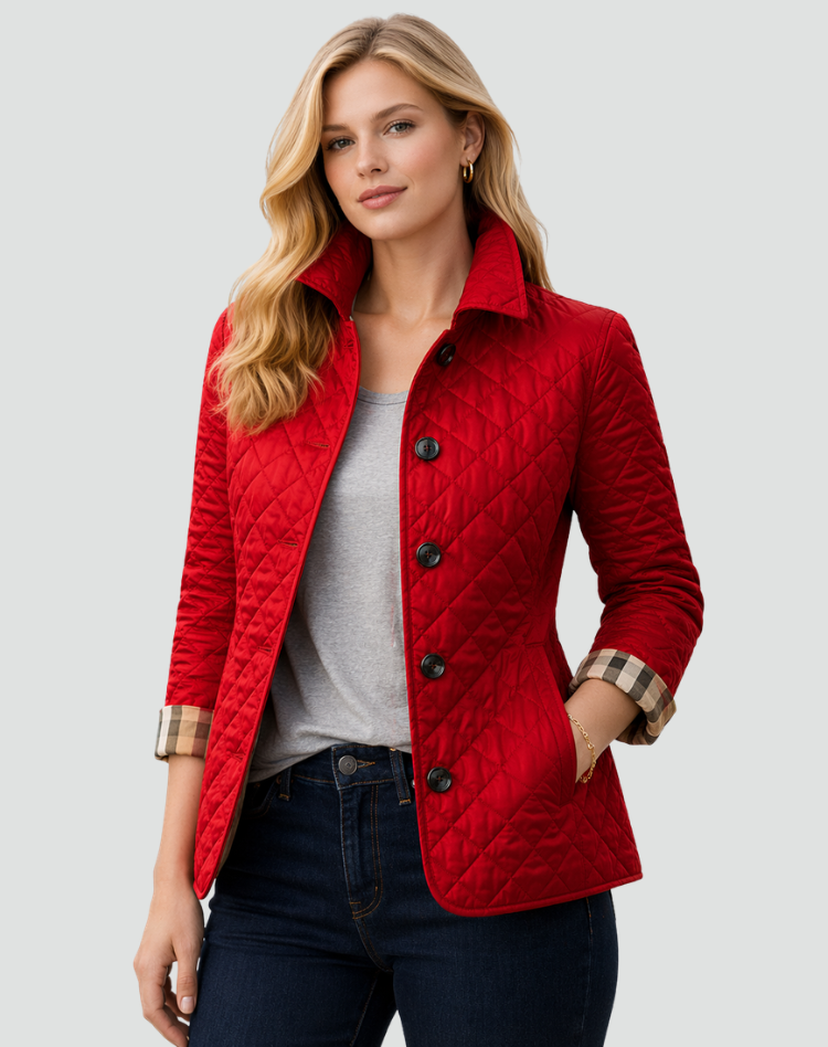 Women’s Quilted Button-Front Jacket with Collar — view 4