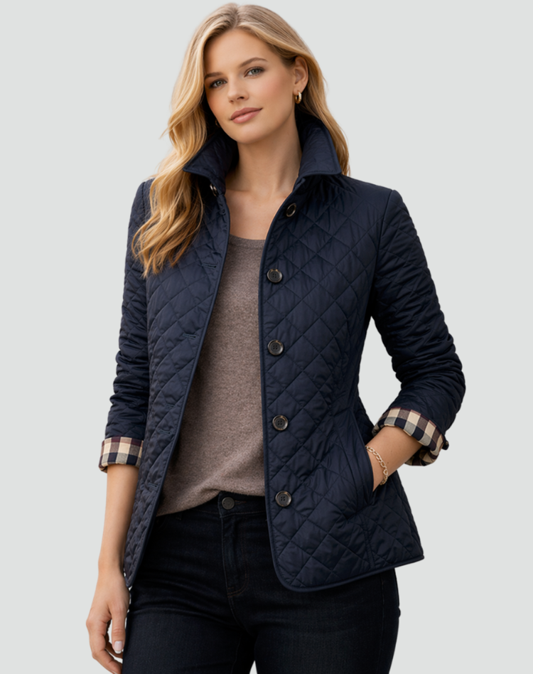 Women’s Quilted Button-Front Jacket with Collar — view 5