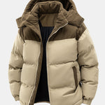 Men’s Padded Jacket with Corduroy Panels and Stand Collar — view 1