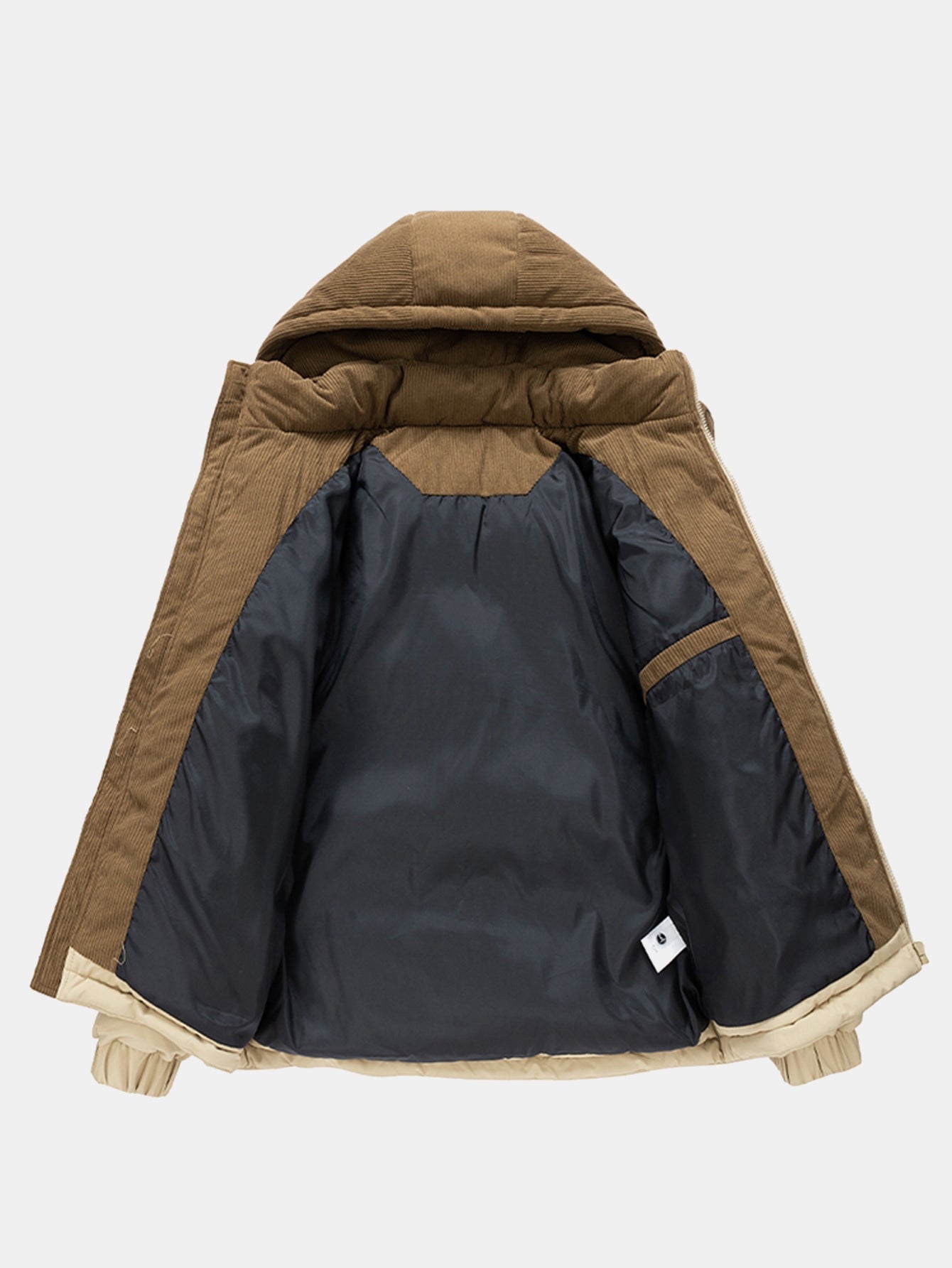 Men’s Padded Jacket with Corduroy Panels and Stand Collar — view 7
