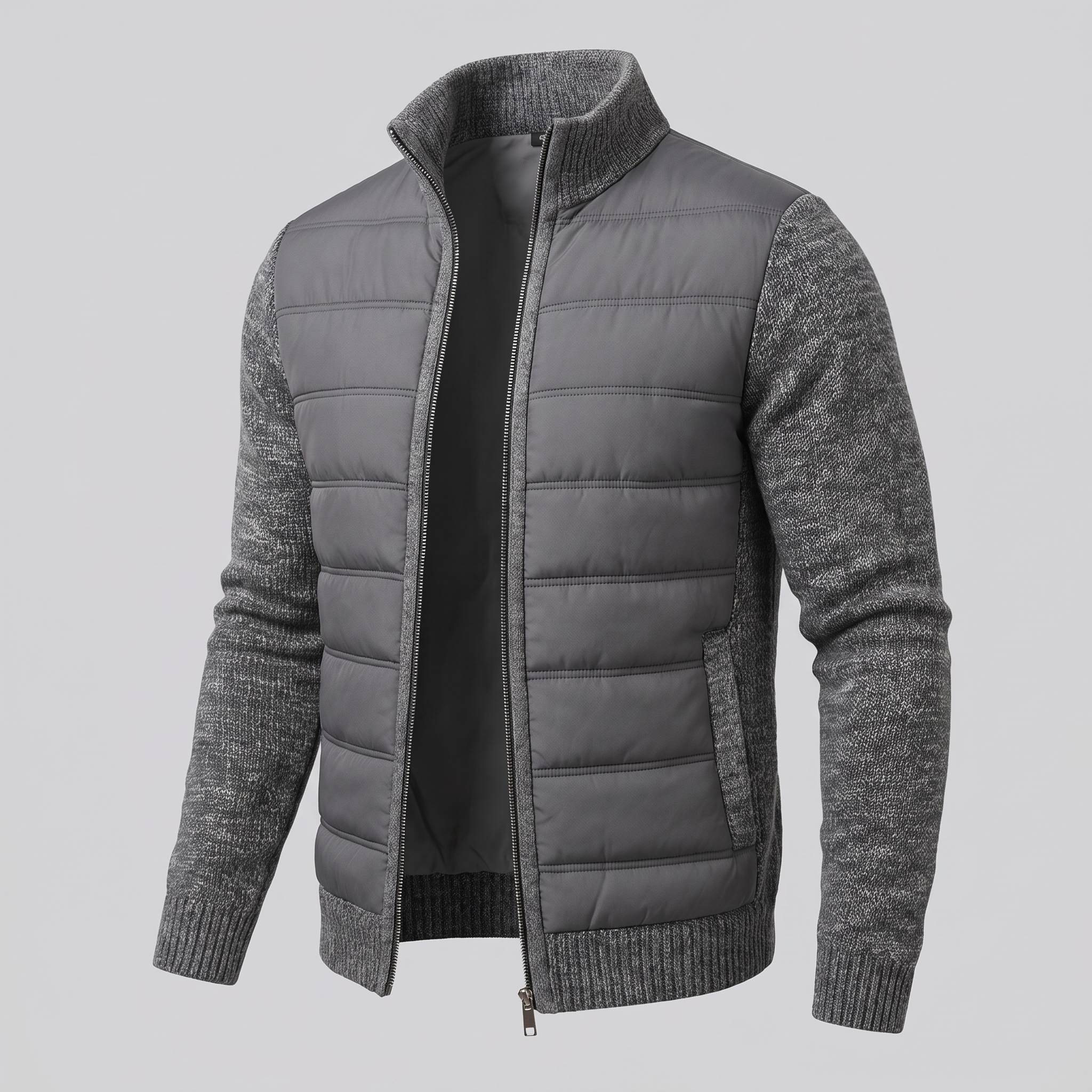 Men’s Hybrid Puffer Jacket with Knit Sleeves — view 1