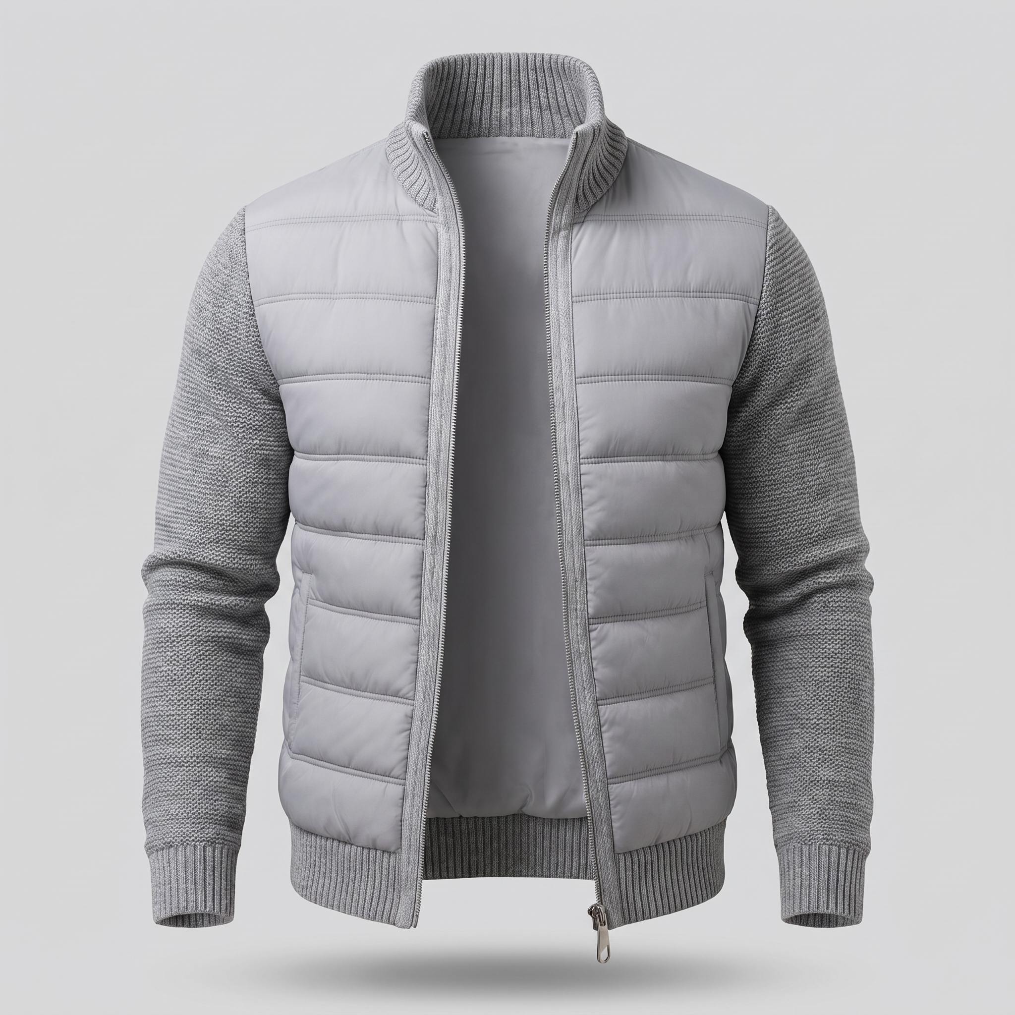 Men’s Hybrid Puffer Jacket with Knit Sleeves — view 2