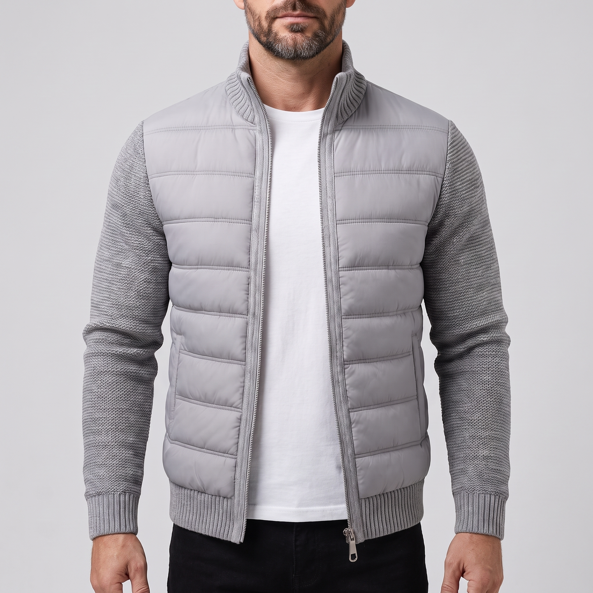 Men’s Hybrid Puffer Jacket with Knit Sleeves — view 6