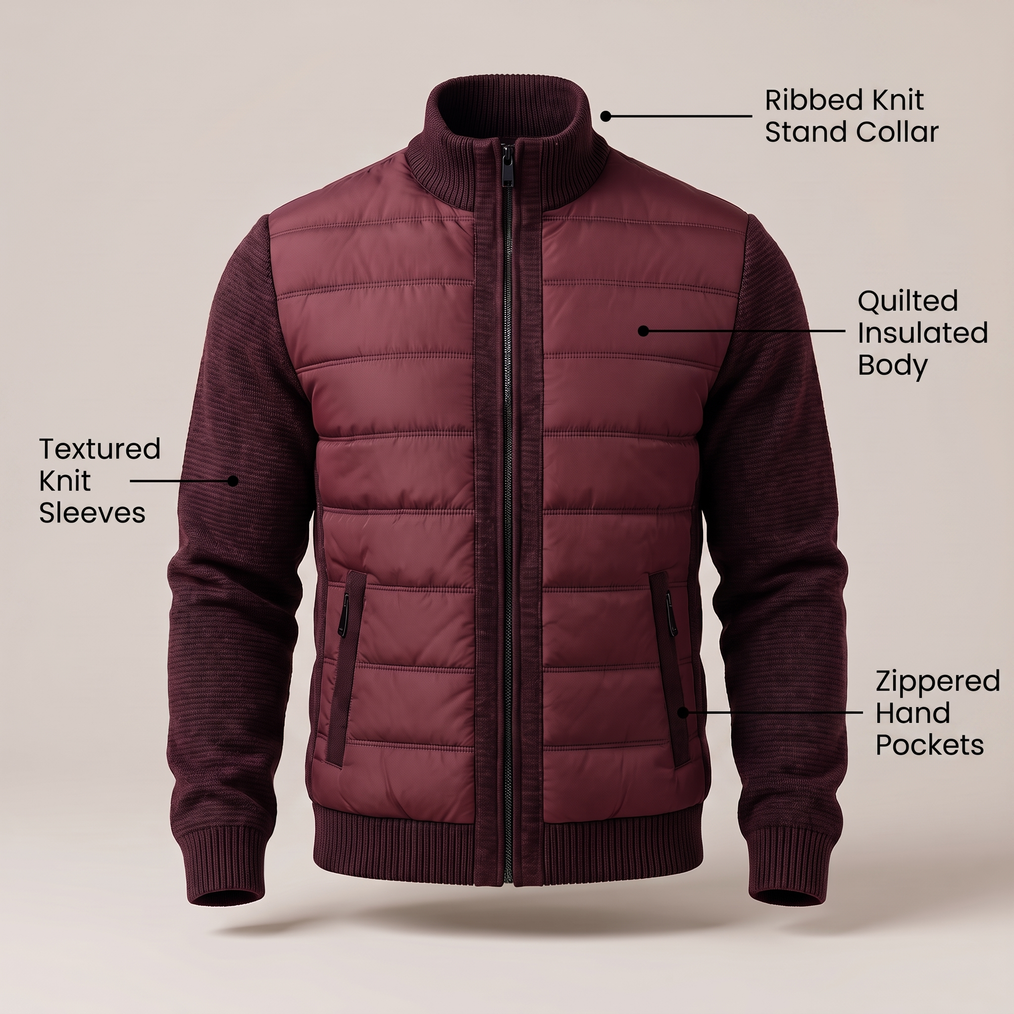 Men’s Hybrid Puffer Jacket with Knit Sleeves — view 8