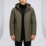 Men’s Hooded Coat with Concealed Front Closure — view 1