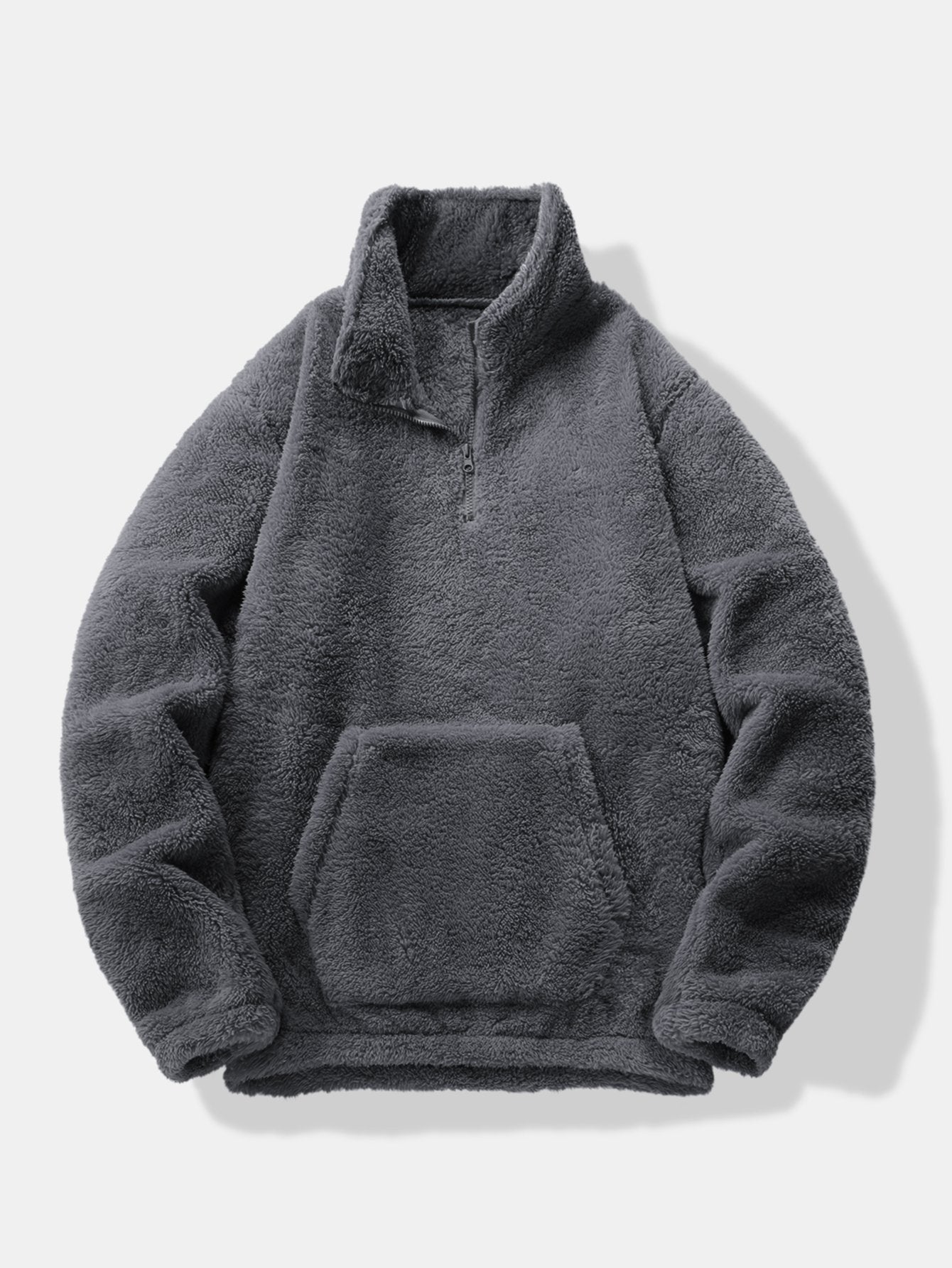 Men’s Teddy Fleece Quarter-Zip Sweatshirt with Kangaroo Pocket — view 1