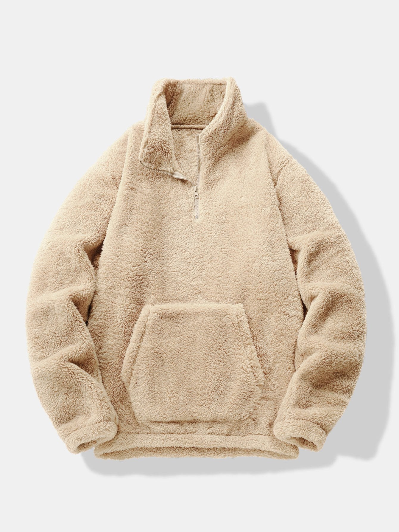 Men’s Teddy Fleece Quarter-Zip Sweatshirt with Kangaroo Pocket — view 2