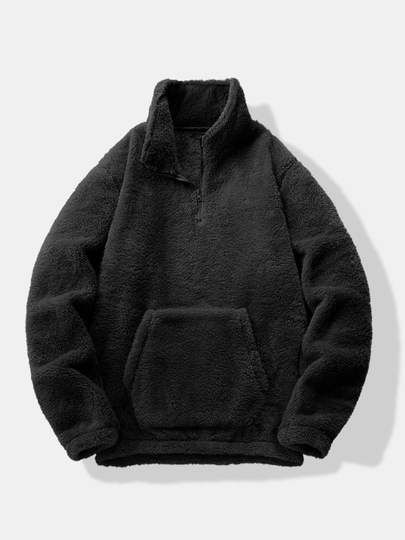 Men’s Teddy Fleece Quarter-Zip Sweatshirt with Kangaroo Pocket — view 3