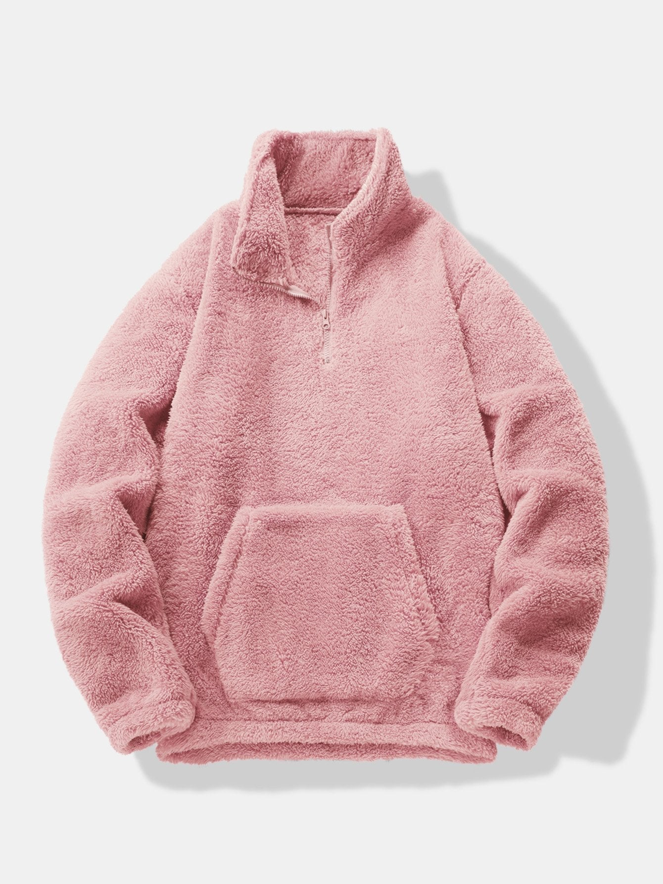 Men’s Teddy Fleece Quarter-Zip Sweatshirt with Kangaroo Pocket — view 4