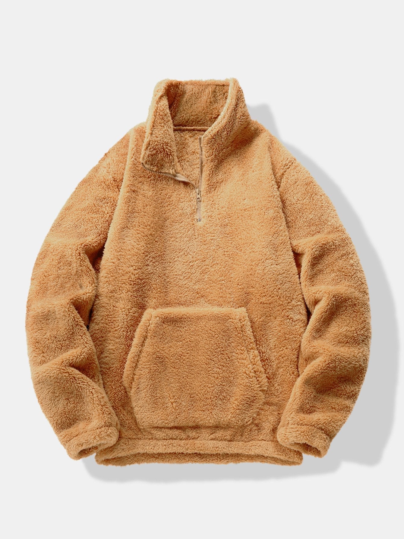 Men’s Teddy Fleece Quarter-Zip Sweatshirt with Kangaroo Pocket — view 5
