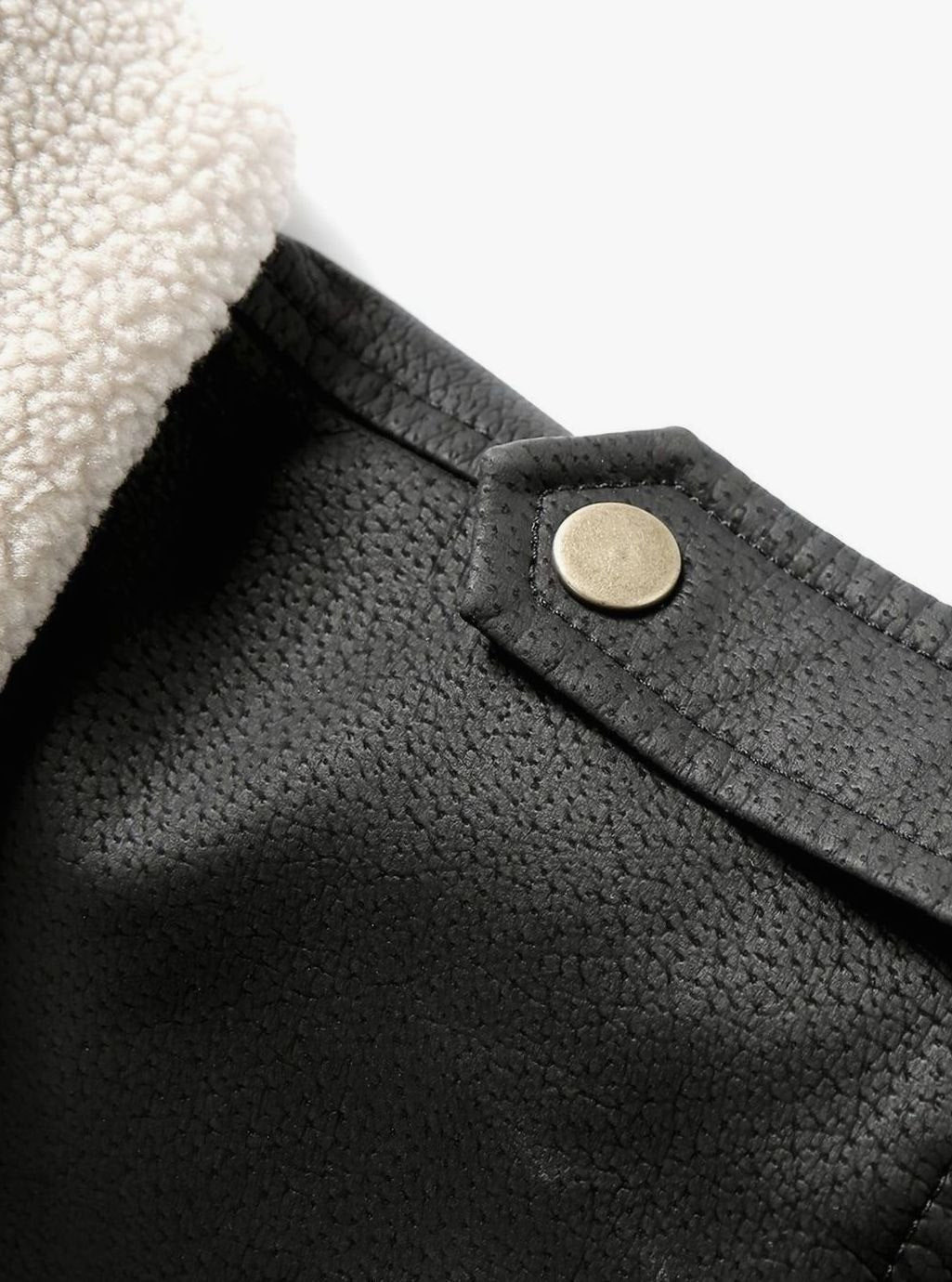 Men’s Faux Leather Aviator Bomber Jacket with Sherpa Collar — view 5