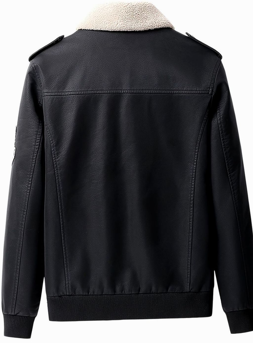 Men’s Faux Leather Aviator Bomber Jacket with Sherpa Collar — view 6