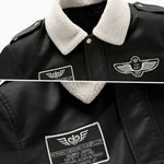 Men’s Faux Leather Aviator Bomber Jacket with Sherpa Collar — view 8