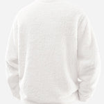 Men’s White Teddy Fleece Sweatshirt with Embroidered Smiley — view 2