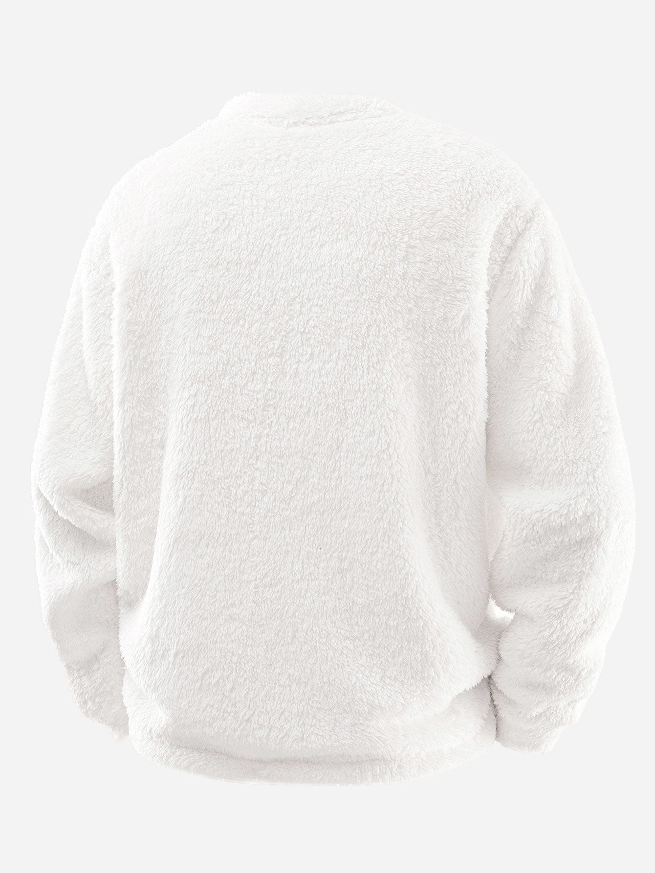 Men’s White Teddy Fleece Sweatshirt with Embroidered Smiley — view 2