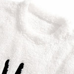 Men’s White Teddy Fleece Sweatshirt with Embroidered Smiley — view 3