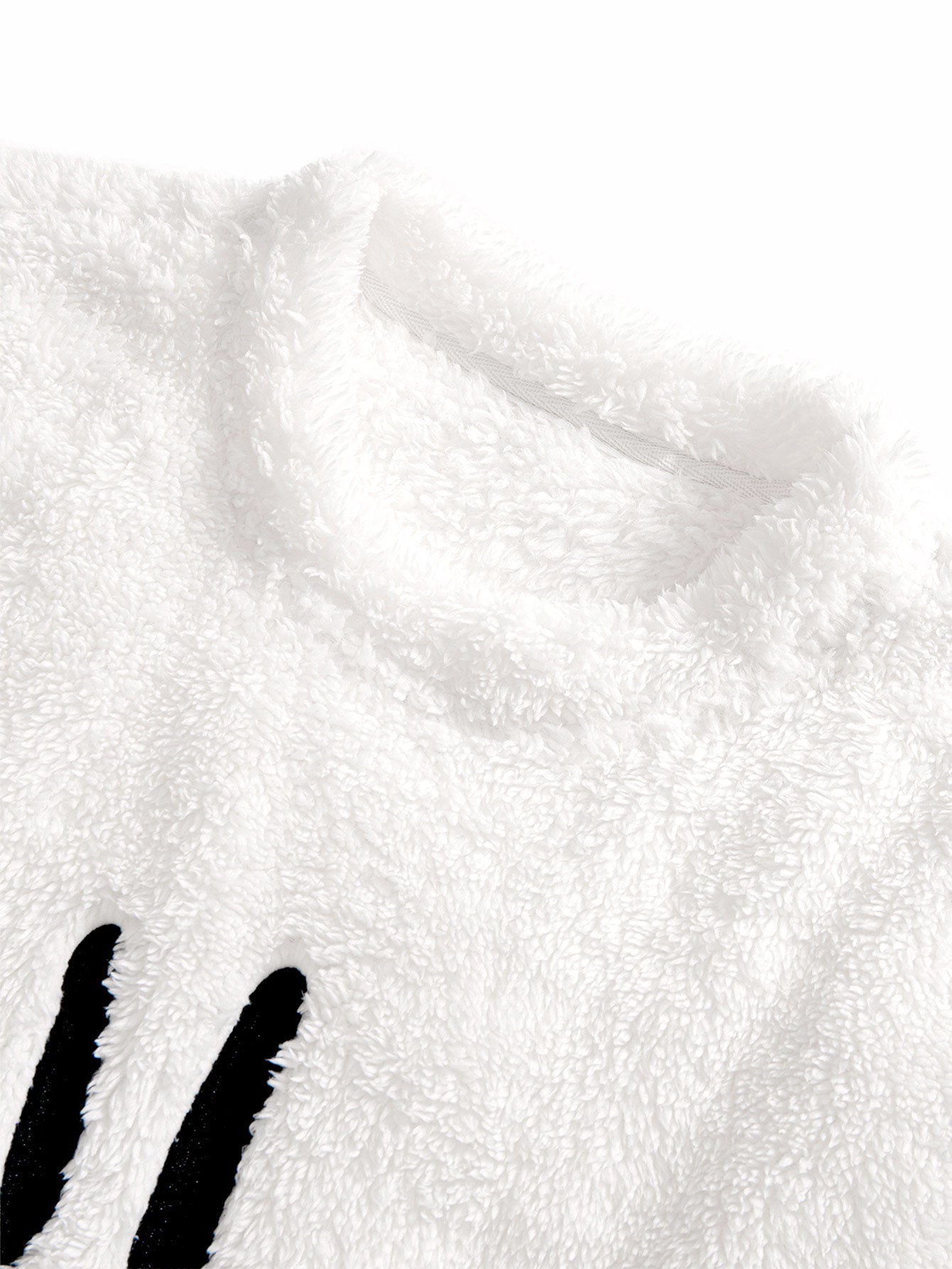 Men’s White Teddy Fleece Sweatshirt with Embroidered Smiley — view 3
