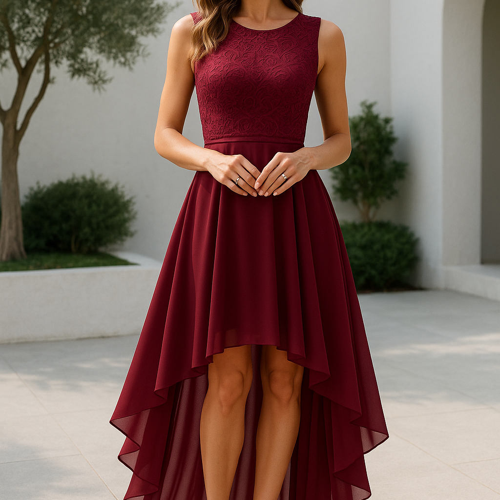 Women’s Sleeveless High-Low Evening Dress — view 1