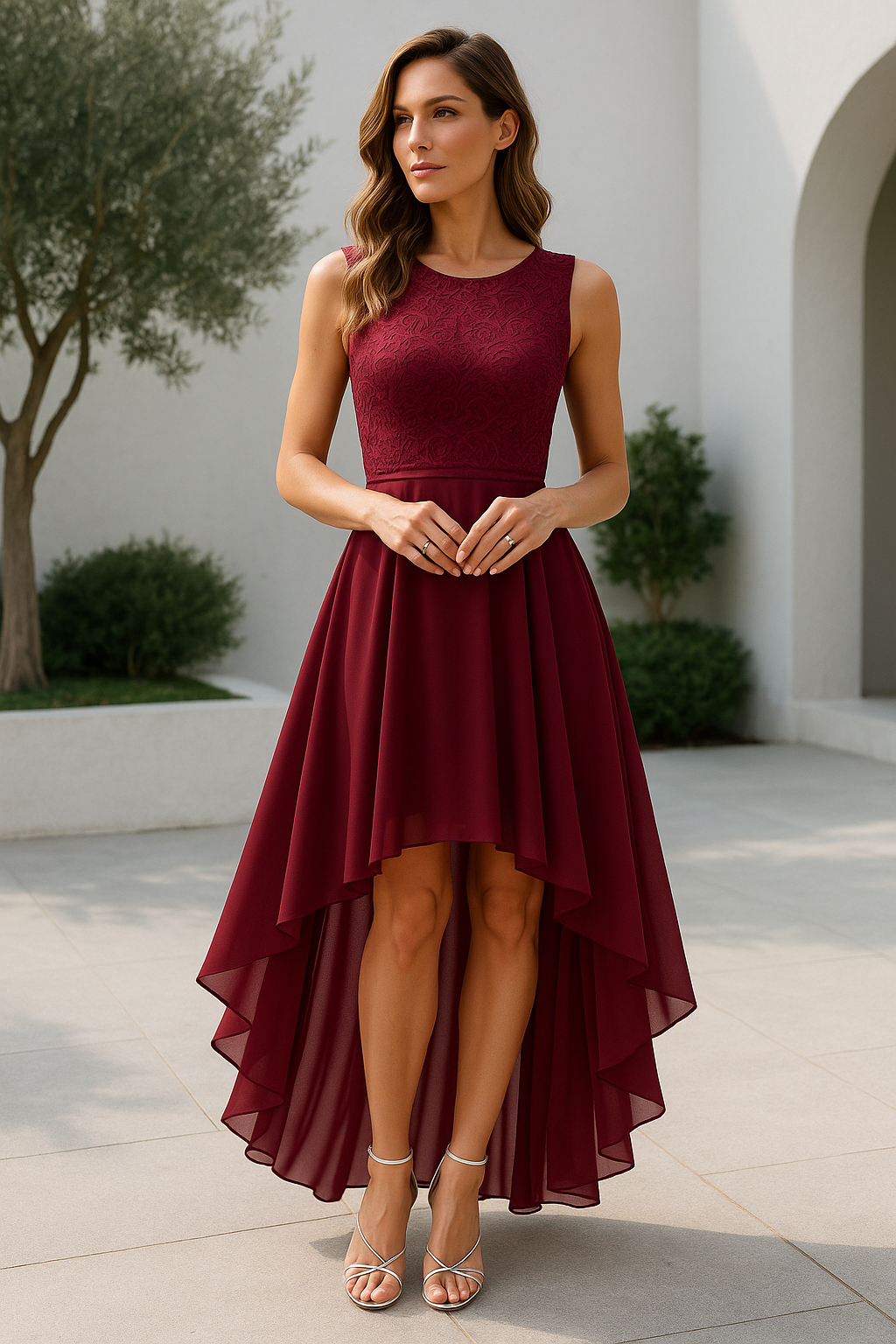 Women’s Sleeveless High-Low Evening Dress — view 1