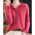 Women's O-Neck Button-Front Knit Cardigan — view 1