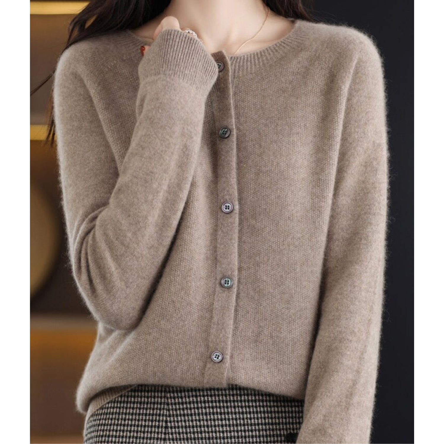Women's O-Neck Button-Front Knit Cardigan — view 10