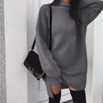 Oversized High-Neck Knitted Mini Dress — view 7